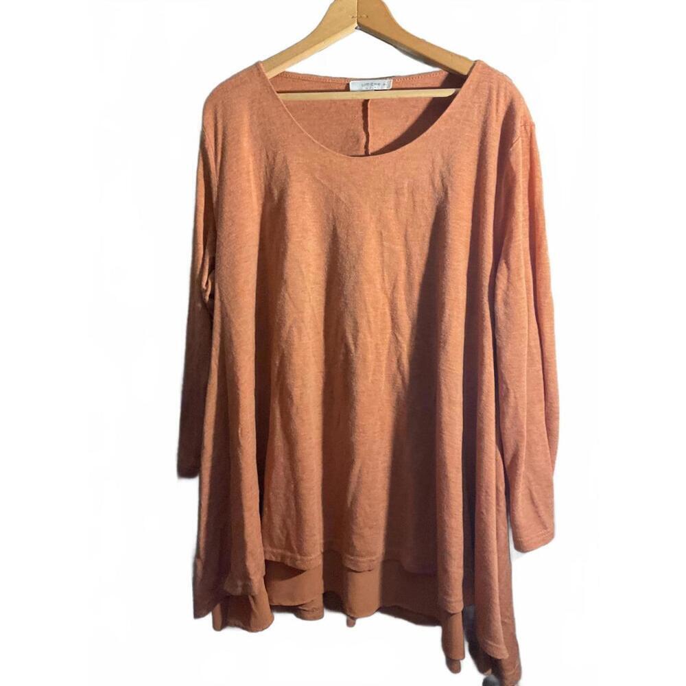 Umgee USA Women's 1XL Long Sleeve Tunic Top in Peach